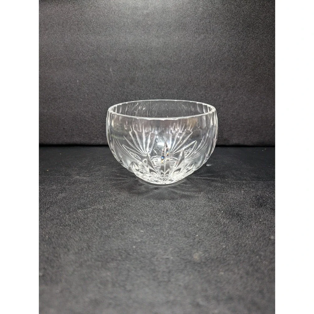 Diamond Fan Pattern Cut Crystal Bowl, Scalloped Edge, 4.5
